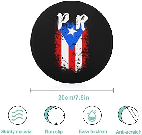 Porto Rico PR Placas de corte de bandeira redonda Viagem de vidro temperado Tapete de corte multiuso
