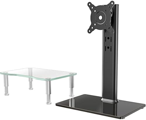 Monitor de computador LCD único Riser de mesa independente Stand Riser para tela de 13 a 32 polegadas e riser de monitor de computador de vidro temperado com altura com altura ajustável de várias mídias de mídia