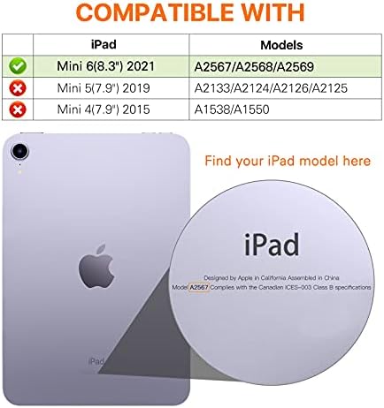 MOKO CASE AJUDA NOVO iPad Mini 6 2021, TPU SOFT TAPLA translúcida da tampa traseira fosca Slim Smart Stand Stand Case para iPad mini, acordar/sono automático, ouro rosa