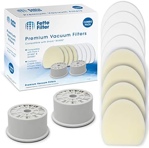 Filtro Fette - o conjunto de filtros a vácuo contém 2 conjuntos de filtros de espuma HEPA + 4 compatíveis com tubarão NV400 NV401 NV402. Compare com a Parte # XFF400 e XHF400. Pacote combinado