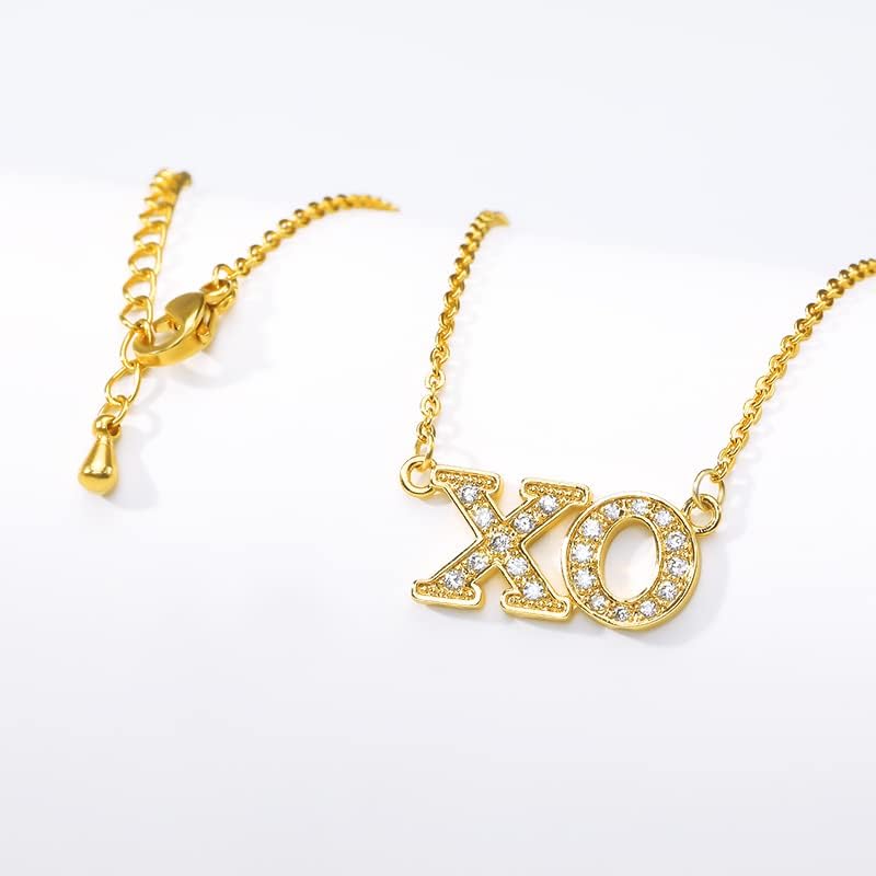 T3Store Fine Xo Letter Colar Gold Cristal Pingente Chain Jewelry for Women Friendship Collares - N00589G -54475
