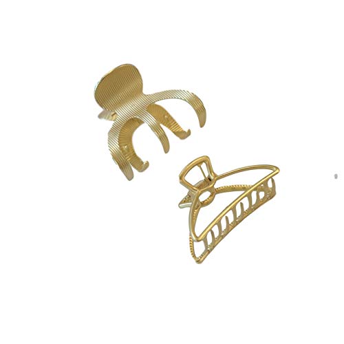 Pacote combinado de garras de clipe de cabelos de metal fosco dourado - pinça de mandíbula de barrette minimalista simples