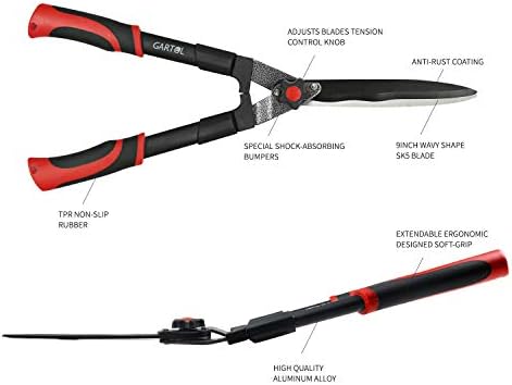 Gartol Garden Hedge Shears & Clippers, aparador manual de hedge com alças leves de alça de alça de conforto, cortador de arbustos