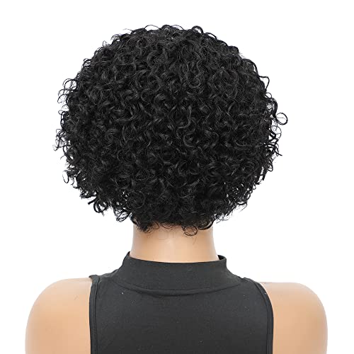 Peruca curta curta de Yamzig, perucas humanas para mulheres negras, peruca de 8 polegadas de onda cacheada