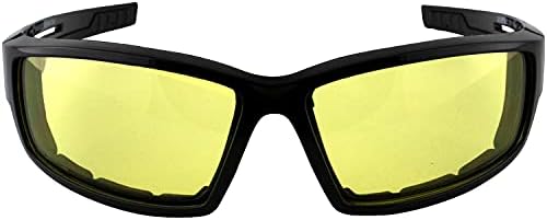 Óculos de pássaro, óculos de moto acolchoados, óculos de sol acolchoados de moto acolchoados, lentes pretas de moldura para dia e