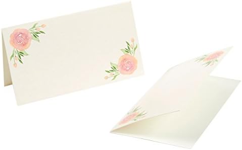 Cartões de lugar de mesa floral - cartões de barraca de 100 peças, decorações de mesa e suprimentos de festa para