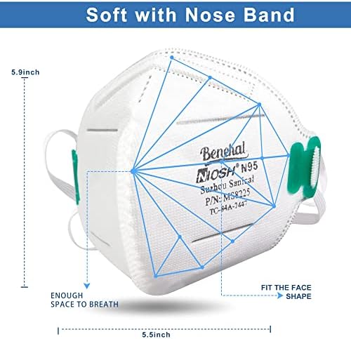 N95 Máscara facial, 30 pacote NIOSH Certificado N95 Respirador descartável Máscaras faciais respiráveis, eficiência