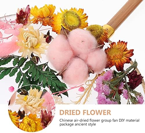Kits de bordado de amosfun 1 conjunto de flores secas fãs de mão antiga fan fã de fanã de arte chinesa fã de mão redonda diy para crianças adultos acessórios feitos à mão Chinoiserie decoração