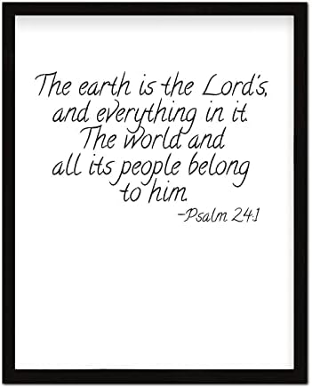 A Terra é do Senhor, e tudo nela. O mundo e todo o seu povo pertencem a ele. - Arte da parede cristã, decoração de parede do verso da Bíblia, arte da parede das escrituras, sinal de madeira do verso da Bíblia 16x20in