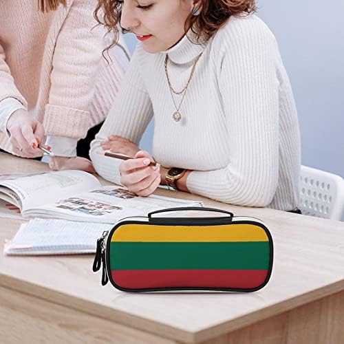Caixa de lápis da bandeira da Lituânia, bolsa de lápis de grande capacidade, bolsa de caneta portátil Bolsa de maquiagem