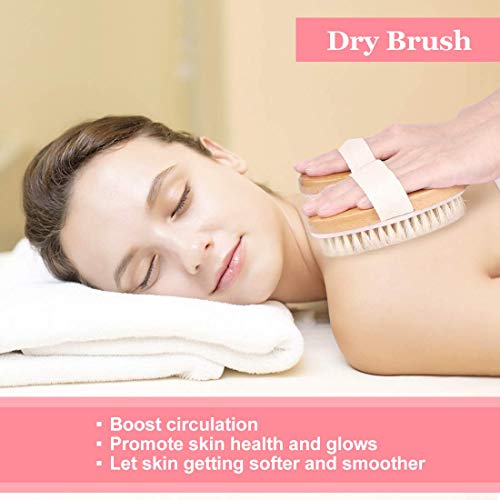 Escova corporal de banho para escova seca ou úmida, pincel de chuveiro natural para esfoliar a pele, boa para circulação sanguínea,