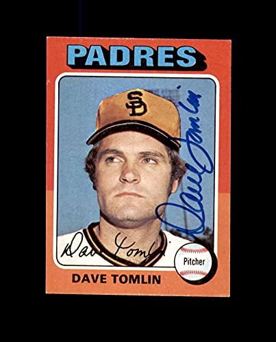 Dave Tomlin assinou o Topps San Diego Padres de 1975 autografado