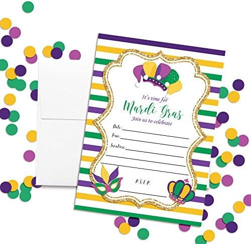 Amanda Creation Mardi Gras listrou os convites de festas, conjunto de 20 incluindo envelopes