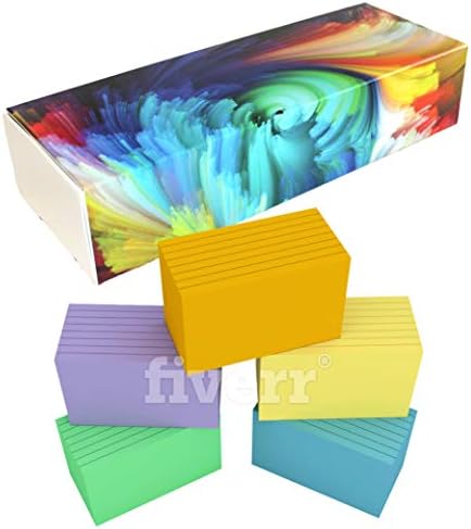 Designs Debradale - pequenos cartões de índice de cor governada - 3-1/2 x 2 polegadas - 5 cores - 1.000 cartas - caixa de