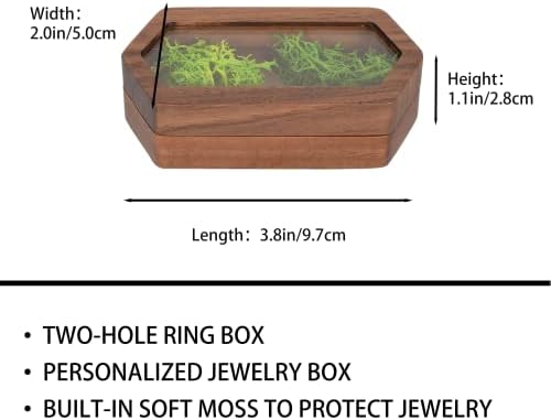 ECOSIDES Caixa de anel de madeira personalizada, anel de armazenamento de caça -níqueis, anel de casamento, cerimônia de proposta,