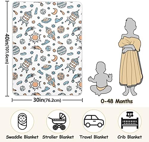 Xigua Doodle Rockets Baby Cobertors para meninos meninas, 30 x 40 polegadas super macio de criança recém -nascida, cobertor de dupla camada para viagem de carrinho de berço