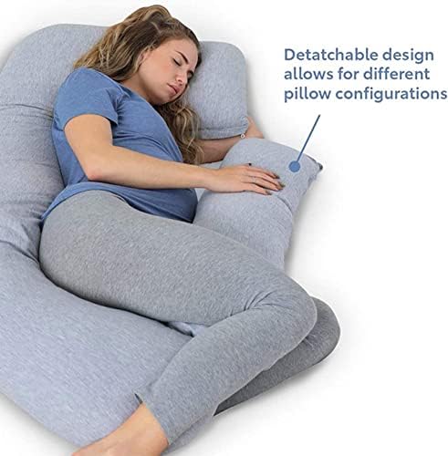 Travesseiro de corpo inteiro em forma de hacsyp u, travesseiro de gravidez em forma de U, apoie travesseiros de maternidade para mulheres com almofada de maternidade de algodão removível lavável