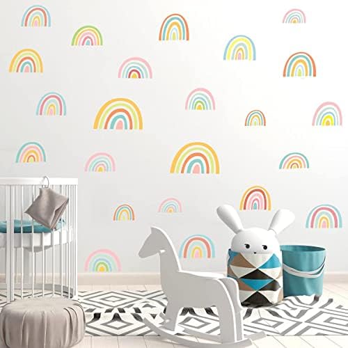 Decalque de parede de arco -íris colorido colorido, atraente adesivo aquarela arco -íris Removível adesivo de vinil para crianças