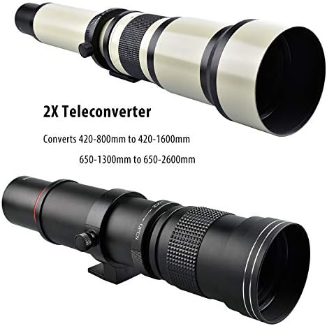 LightDow 2x Conversor de lente de ampliação de teleconverter para montagem T 420-800mm 650-1300mm 500mm 800mm 900mm Lentes de zoom telefoto de 900 mm