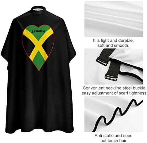 Jamaica Flag Heart Barber Cabelo Cabo Cabo Impermeável Cabo com encerramento ajustável Cardão de cabeceira para colorir Capes Perming