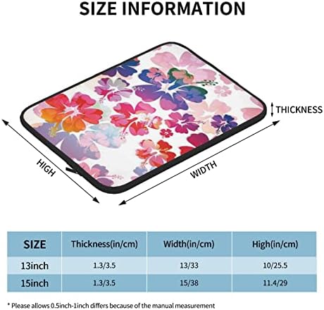 Saco de laptop de estampa de flor havaiana, tecido impermeável durável, bolsa de laptop de 13/15 de polegadas, para negócios, uso da escola.