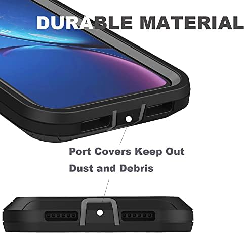 Para o estojo iPhone XR com protetor de tela de 2 x, proteção militar de 3 camadas para uso pesado/queda à prova de choque/queda/poeira
