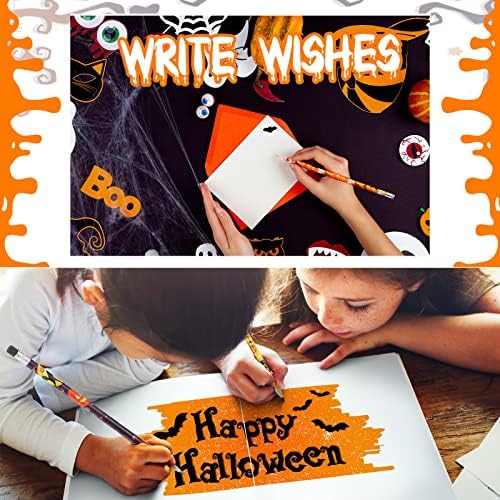 Lápis de Halloween a granel, lápis de madeira fofos com apagadora vários padrões variados de férias Pesama de férias Fantasma