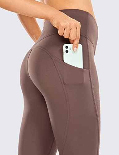 Crz Yoga Feminino Feeling Leggings de 25 polegadas - Moto Leggings Alta cintura calça de ioga com bolsos laterais