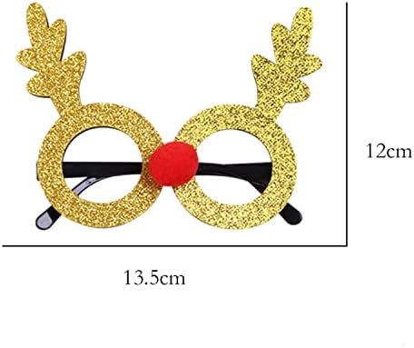 DZRIGE GLITS GLITTER GLITTER Gold Christmas EyeGlasses Romances de alces Antlers e Red Nariz Ano Novo Party Sunglasses Celebration