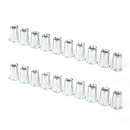 20pcs Rivet Nuts Sorteamento, inserções de rosca do kit de porcas de rebite Ligia de alumínio Ferramentas de fixador de hardware de plasticidade M6 x 10