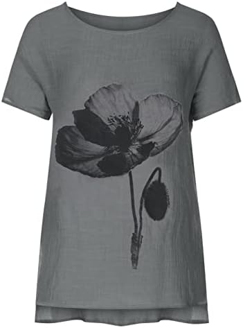 Camise de blusa de verão para meninas de manga curta 2023 Roupas Fashion Fashion Linen Linen Gráfico de algodão