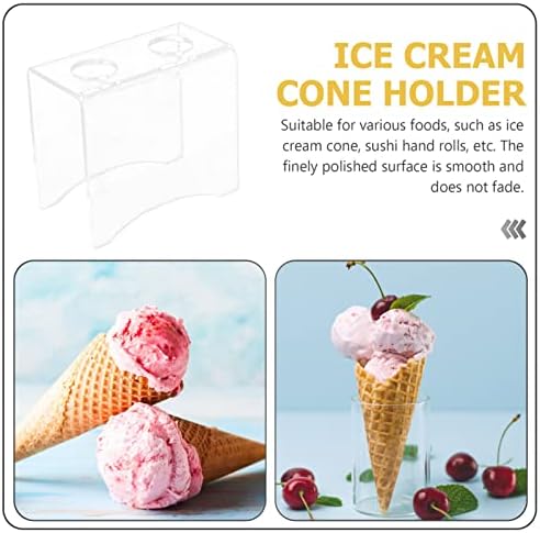 Luxshiny Cotton Candy Stand Ice Cream Cone Titular acrílico Display Stand 2 buracos Waffle Rold Sushi Display Rack para