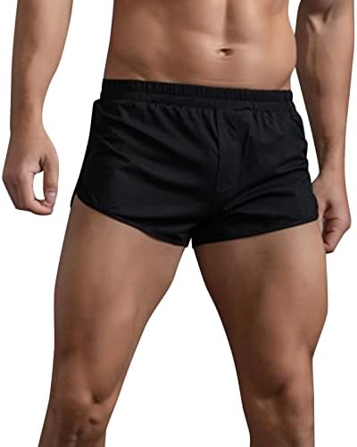 Shorts de boxer masculinos do BmEgm masculino calça de algodão sólida de cor de algodão elástica solta esportes casuais