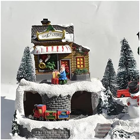 KLGB Christmas Snow Town Resin Cottage Light Light Landscape Gift Ornaments Villa for Table Bedroom Home Courtyards School, boneco de neve