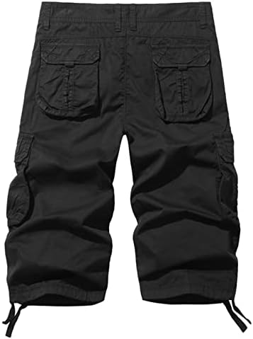 Shorts para homens, homens de carga masculina algodão 3/4 ajuste solto abaixo do joelho Capri Cargo curto