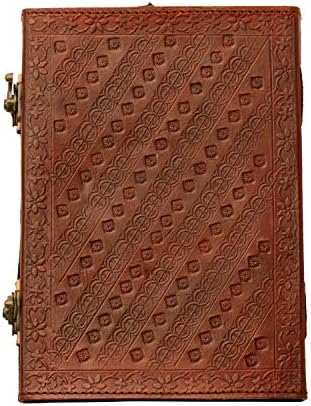Arte de couro diário artesanal gravado sete no caderno medieval de chakra em círculo no caderno para escrever diário