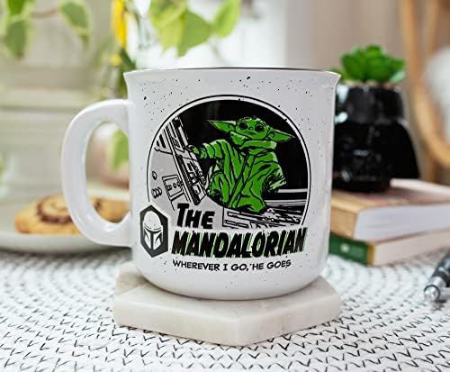 Star Wars: The Mandalorian Grogu Camper Camper caneca | BPA Free Travel Coffee Cup para café expresso, cafeína, cacau, bebidas