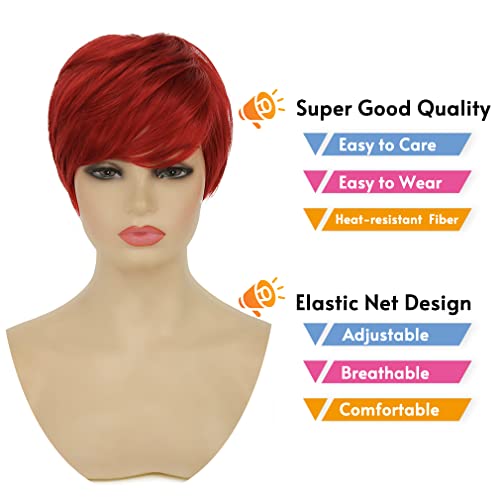 Richyun curto peruca cinza natural camadas pixie peruca fantasia de halloween peruca sintética perucas resistentes ao calor