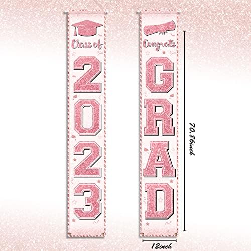 Graduação Decorações de festa da varanda Parabéns Class de pós -graduação de 2023 rosa rosa de ouro pendurado porta