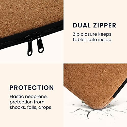 Caso ereader kwmobile - 6 Ereader Universal Zippered Naturat Cork Sleeve Sleeve Tampa - marrom claro