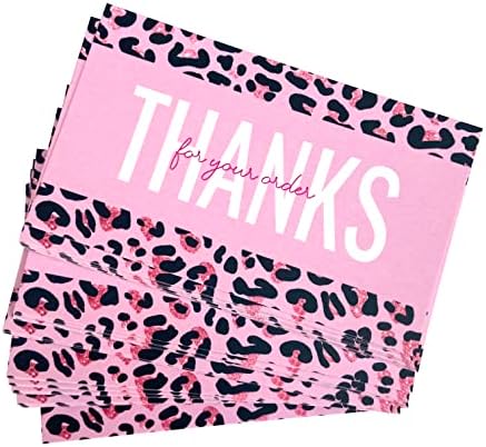RXBC2011 Obrigado por seus cartões de pedido Pacotes de apreciação de padrões de leopardo Inserir para o pacote de negócios on -line de 100 rosa