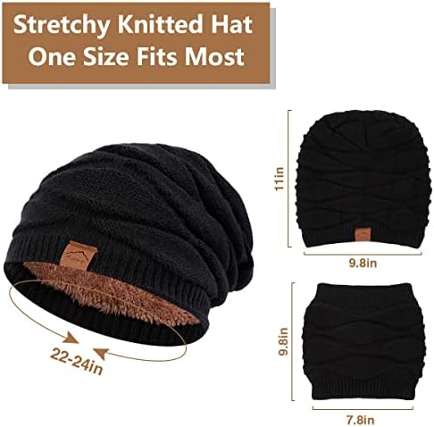 Icekingclub de inverno chapéu de gorro e cachecol: chapéu de gorro morto e malha para homens Momen Cable Knit Watch Cap