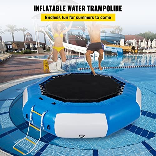 Vilim inflável de água inflável feliz, segurança de água inflável redonda com escada rolante, trampolim de água em azul e branco