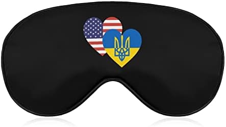 Máscara ocular da bandeira do coração dos EUA ucraniana com alça ajustável para homens e mulheres noite de viagem para dormir uma