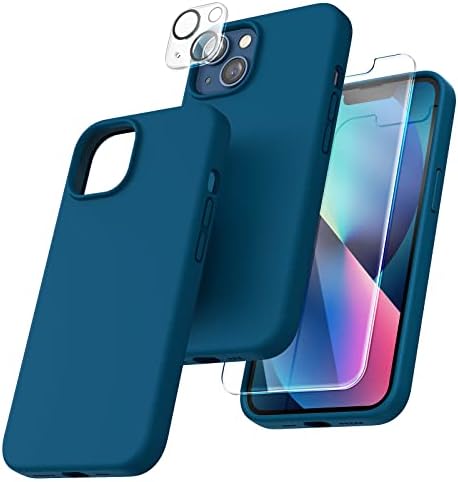 Tocol 5 em 1 para iPhone 13 Case, com 2 protetor de tela de pacote + 2 protetor de lente de câmera de embalagem, capa de telefone