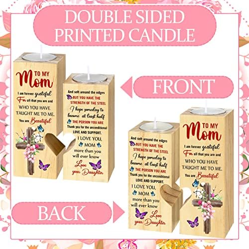 2 PCs Presentes para mamãe de filhas de madeira Velulador Butterfly Purple Mom com 10 PCs Candle
