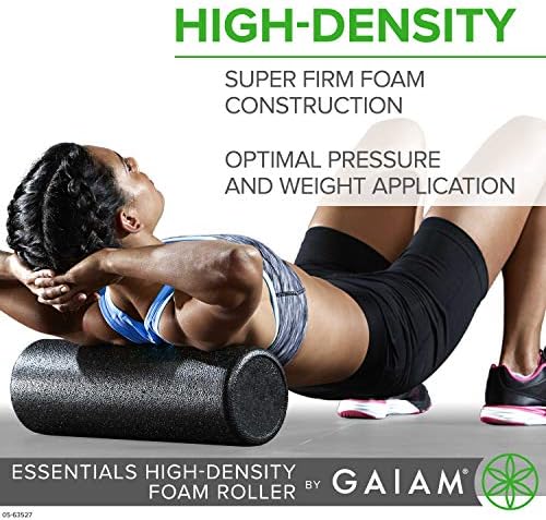 Rolo de espuma Essential Gaiam, alta densidade do massageador muscular profundo para dor nas costas e músculos doloridos