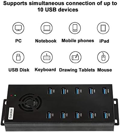 Hub USB de energia 3.0, hub USB de 10 portas sipolar com adaptador de energia 12V 10A, porta USB Expander multi-USB transferência