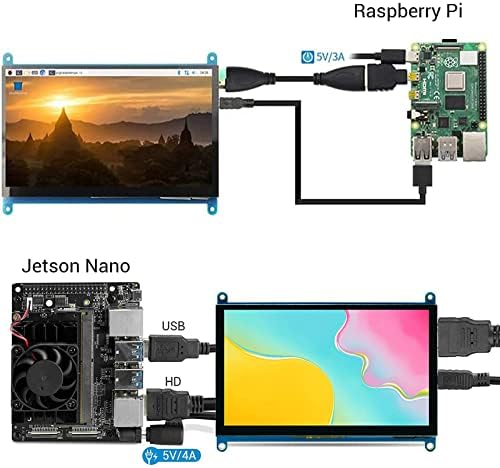 Elecrow Raspberry Pi monitor de tela sensível ao toque de 5 polegadas Visor de 5 polegadas 800x480 HDMI Compatível