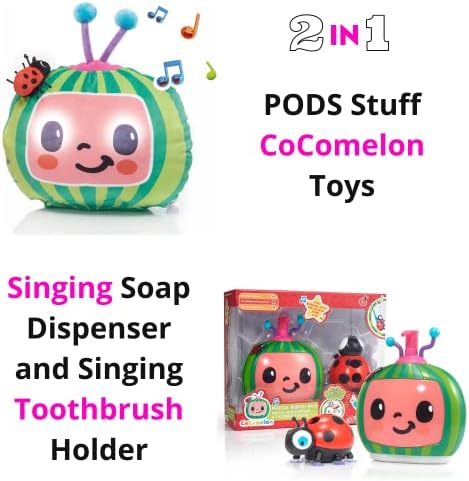 UAU! Pods material de cocomelon brinquedos musical sono e dispensador de sabão cantando e cantendo de dentes de dentes